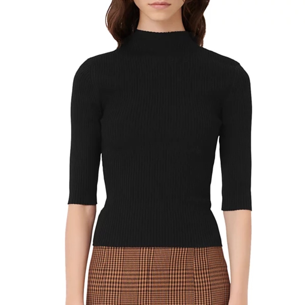 Manuclover Rib Knit Mock Neck Sweater